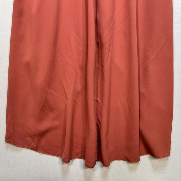 Womens Midi Sundress Large Rust Orange V-Neck Hi-Low Summer Chic Sleeveless - Picture 11 of 11